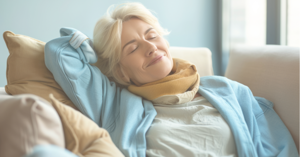 Older woman daydreaming about aging in reverse